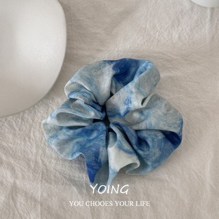 Yoing / Xếp Ly Bầu Trời Đầy Sao Màu Tóc Nữ Nhiễm Trùng Cao Cấp Smudge Phong Cách Satin Dễ Thương Scrunchy Tóc Dây Buộc