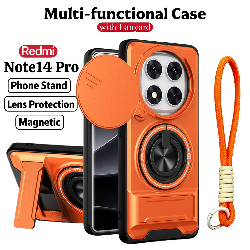 Ốp Điện Thoại Đa Năng Sang Trọng Thích Hợp Cho Redmi Note 14 Pro 15 12 13 4G 5G Dây 360°Giá đỡ vòng có vỏ máy ảnh Vỏ bảo vệ toàn diện chống sốc
