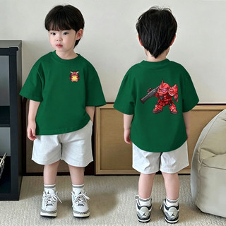 (Từ 2-12 tuổi) Áo thun ngắn tay 100% cotton cho bé trai, họa tiết hoạt hình (Zagu, Gundam), cổ tròn.