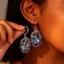 Bông tai thả NICOLOO Zircon, Bông tai dangle pha lê dát trang trí công phu bằng kim loại mạ bạc, Bông tai thả dài dài bằng kim loại mạ bạc