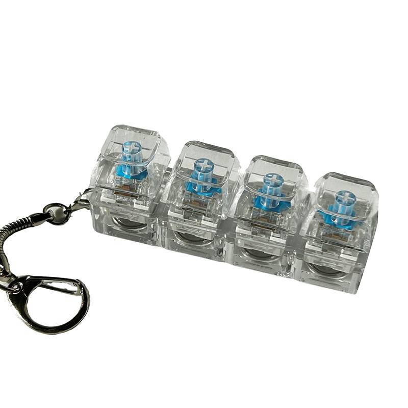 NS 4Key Bàn Phím Cơ Trục Máy Kiểm Tra Bàn Phím LED Mẫu Mini Giảm Căng Thẳng Chìa Khóa Đồ Chơi Cho Game Thủ Bàn Văn Phòng Nhà Móc Khóa NS