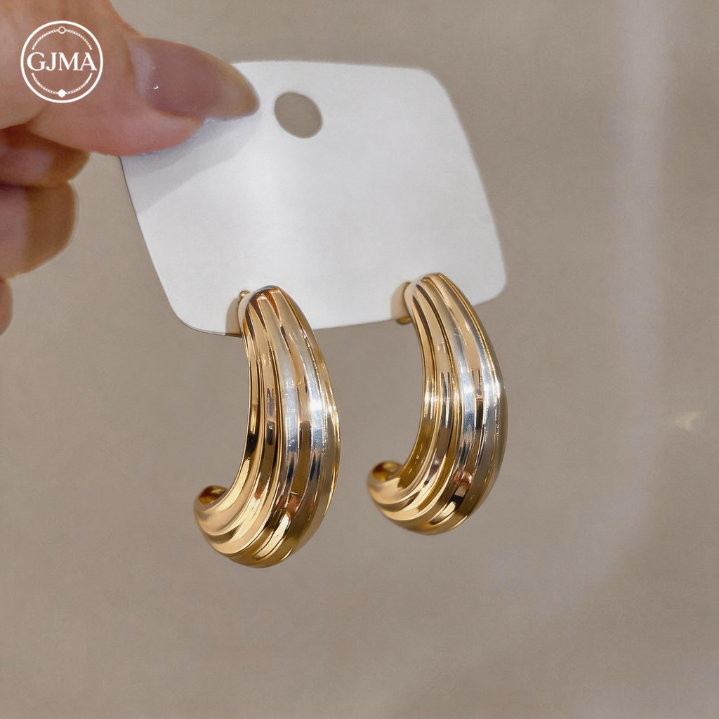 Bạc Kim Kết Cấu Kim Loại Giọt Nước Bông Tai Thời Trang Thiết Kế Niche Sense Phụ Kiện