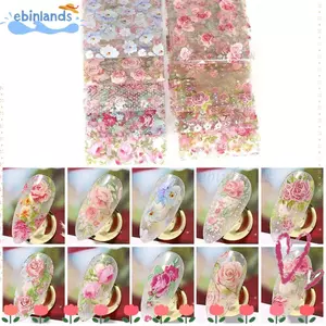 EBINLANDS 10 Cái Bọc Móng Tay, Thiết Kế Hỗn Hợp Hoa Hồng Hoa Móng Tay Nghệ Thuật Lá, Tự Dính Hoa Bầu Trời Đầy Sao Chuyển Miếng Dán Bộ Móng Tay Nghệ Thuật
