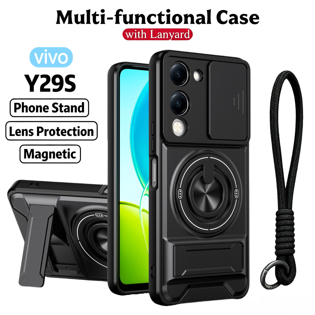 Thích hợp cho Vivo Y04 Y05 Y11D Y29S Y19 Y38 Y58 Y400 Y17 Y05 4G 5G 360 Giá đỡ vòng Vỏ điện thoại Dây buộc có vỏ máy ảnh Vỏ bảo vệ toàn diện chống sốc