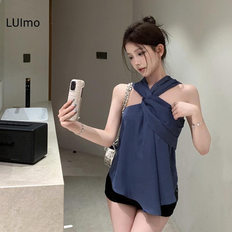 LUImo Thời Trang Mùa Hè Ngọt Ngào Gợi Cảm Xanh Xoắn Dây Ne Không Tay Áo Cho Nữ SBS