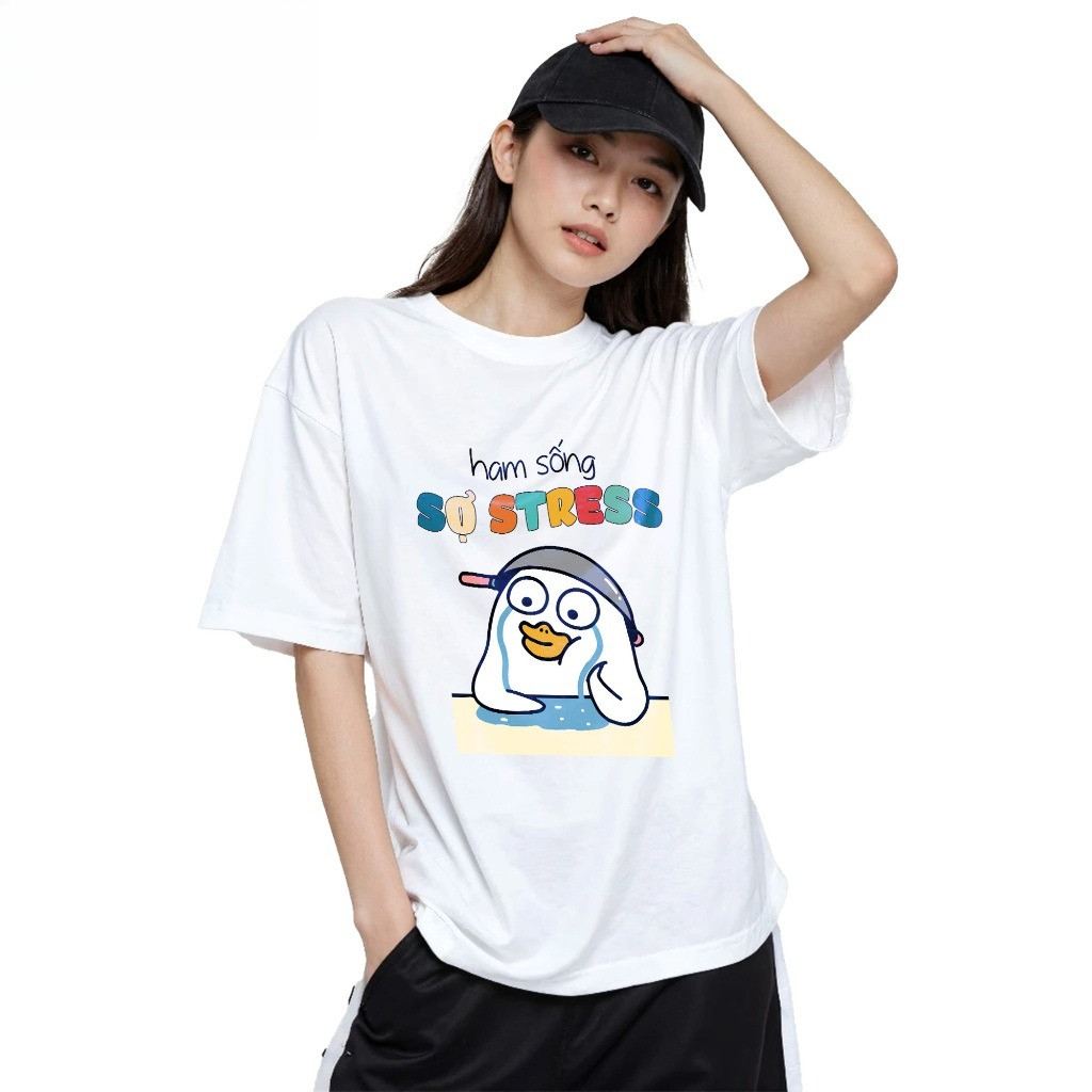 （Giao hàng 24h）Angela Áo Thun In Chữ Hài Hước Hài Hước Ham Sống Sợ Stress Ver3 - Áo Vớ Vẩn Văn Phòng Công Sở Vui Nhộn