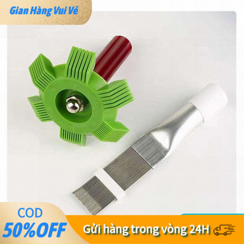 [48h] [COD] Bộ Công Cụ Sửa Chữa Dàn Điều Hòa - Bao Gồm Lược Nắn Và Chổi Vệ Sinh, Giúp Làm Thẳng Lá Nhôm & Loại Bỏ Bụi