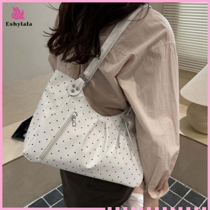 Túi Tote PU chấm bi cổ điển Eshylala, đeo vai lớn / Túi xách nữ [MỚI]