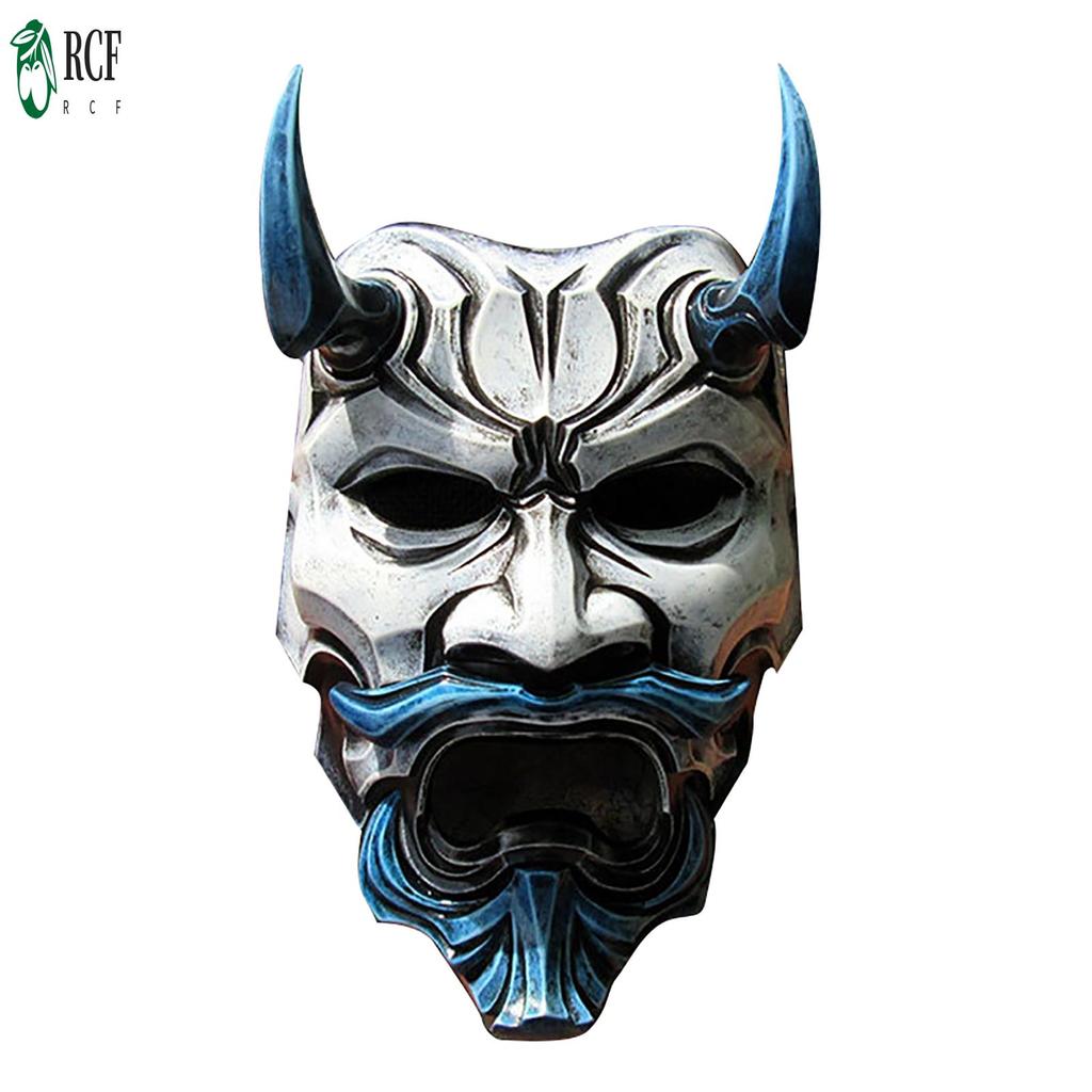 Mặt nạ samurai bác oni cao su, chủ đề kinh dị, phù hợp cosplay và Halloween