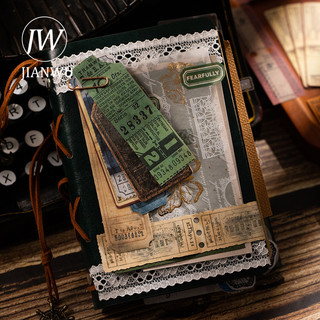 JIANWU Cổ Vé Văn Phòng Series Vintage Bill Phong Cảnh Chất Liệu Cắt Dán Đóng Hộp Nhãn Dán Sáng Tạo DIY Tạp Chí Văn Phòng Phẩm