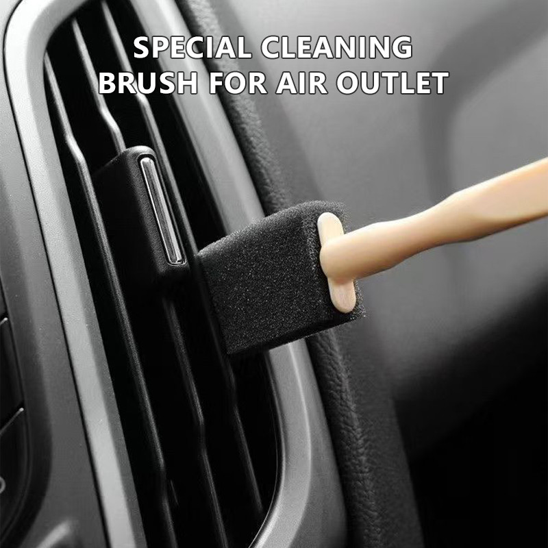 SEAMETAL 10 Chiếc Bàn Chải Vệ Sinh Ô Tô Tay Cầm Bằng Gỗ Điều Hòa Không Khí Lỗ Thông Hơi Bàn Chải Làm Sạch Nội Thất Ô Tô Khoảng Cách Bụi Dụng Cụ Loại Bỏ