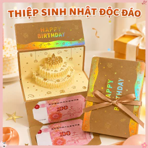 Thiệp Sinh Nhật 3D âm Nhạc ánh Sáng – Thiết Kế Bánh Kem, Khắc Giấy Sáng Tạo, Kèm Bao Lì Xì, Quà Sinh Nhật Trẻ Em