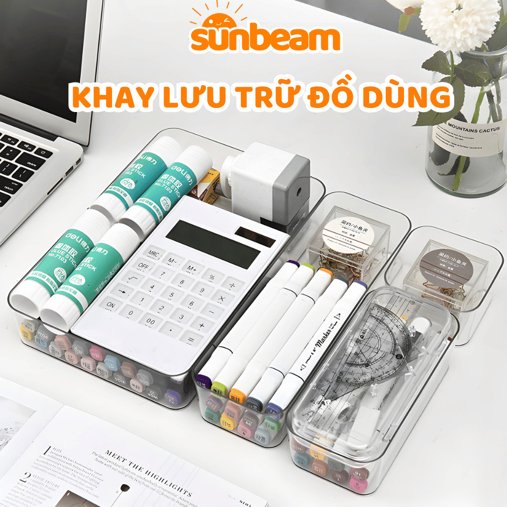 Khay Đựng Bút Để Bàn Trong Suốt, Hộp Chia Ngăn Tủ Bàn Làm Việc, Khay Đựng Văn Phòng Phẩm Mỹ Phẩm