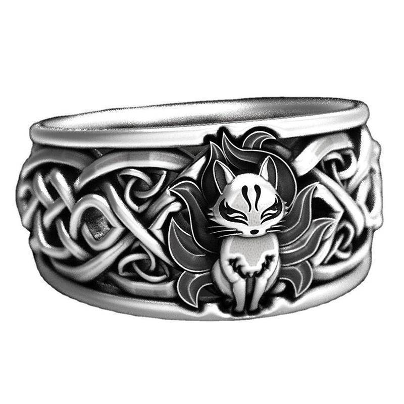 Springevenstar Vintage Chín Đuôi Cáo Nhẫn Dành Cho Nữ Hợp Thời Trang Nhẫn Trang Sức Quà Tặng Có Thể Điều Chỉnh Springevenstar