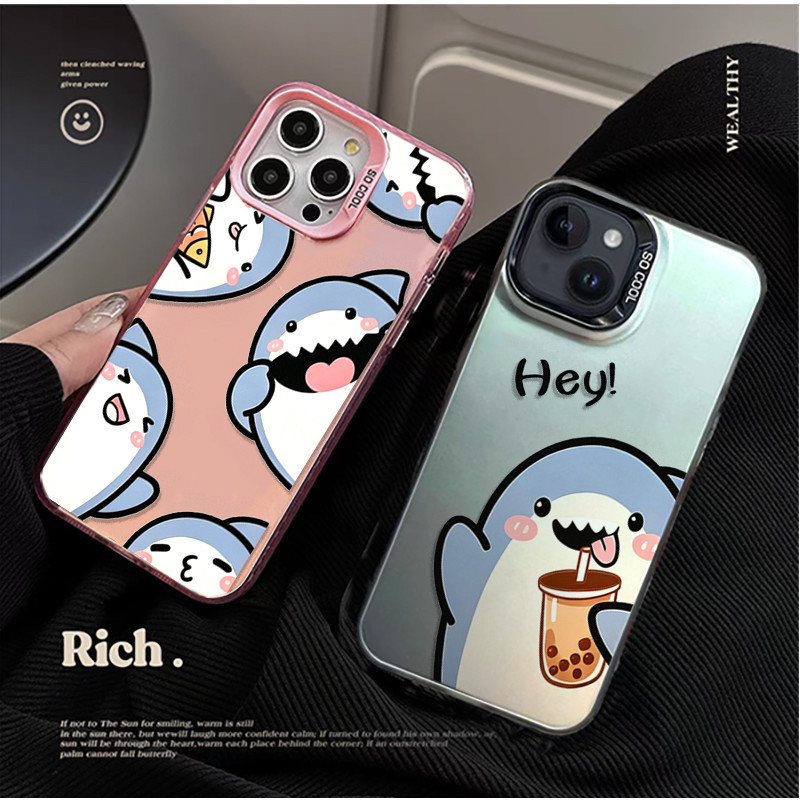 Ốp Lưng Cho OnePlus 15 11 12 Nord 4 3 Lite 8T 2 ACE 6 2 3 4 10R Matte IMD Dễ Thương FatFatShark Thời Trang Bạc Laser Hoạt Hình Cứng Mạ Điện