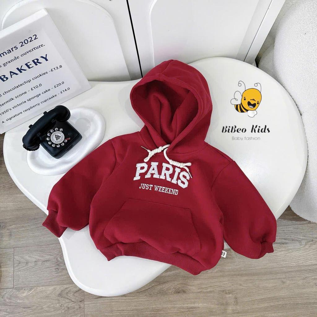 [BiBeo Kids] ÁO HOODIE NỈ 2 DA cho bé trai bé gái, Áo thu dông dài tay cho bé trai bé gái