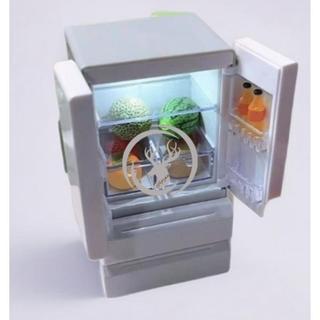 Tủ lạnh hai cửa Mini bật sáng Tủ lạnh nhà búp bê tỷ lệ 1: 12, Mô hình thiết bị nhà bếp thu nhỏ LED