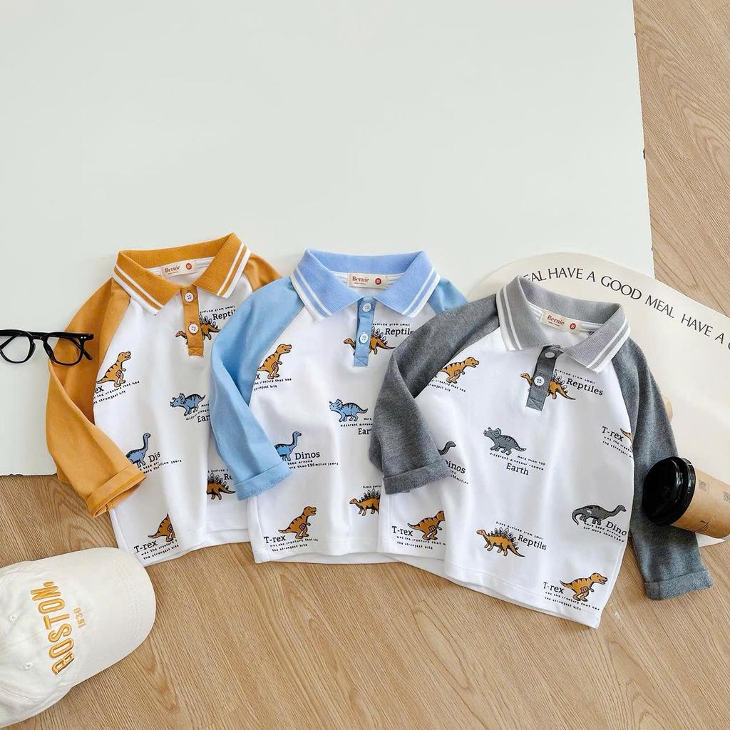 ÁO THU ĐÔNG IN HÌNH KHỦNG LONG dài tay cho bé trai,  Áo cotton mềm mát  thoải mái cho bé