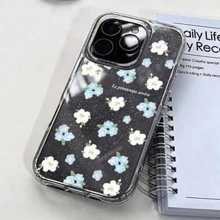 Hoa màu xanh trắng nhỏ cho trường hợpiPhone17promax1615plus141312pro trường hợp bột flash