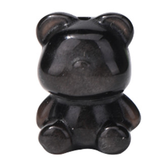 Bạc Tự Nhiên Obsidian Nhỏ Khắc Sư Tử Mèo Tách Hạt Phụ Kiện Gấu Bướm Mèo May Mắn Phụ Kiện diy Mặt Dây Chuyền NNPN