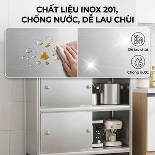 Tủ nhà bếp cao cấp Inox 304 chống gỉ Kệ đựng đồ đa năng inox Tủ để đồ thông minh