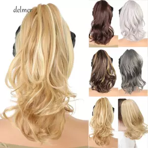 DELMER Vuốt Kẹp Đuôi Ngựa, Tóc Giả Đuôi Ngựa Xoăn Dài, Tất Cả Trận Đấu Tổng Hợp Lông Tơ Tự Nhiên Đuôi Ngựa Tóc Nữ