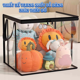 Túi đựng lưu trữ sách, vở, truyện, thú bông, chất liệu PVC trong suốt, có khóa kéo, dễ quan sát, chống bụi bẩn