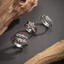 Bộ nhẫn bạc cổ điển 3 mảnh dành cho nam - Star of David / All-Seeing Eye, Skull Bead, Raven Head - Nhẫn có thể xếp chồng lên nhau theo phong cách Hip Hop Gothic