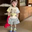 Váy mùa hè Phim hoạt hình ba chiều dễ thương tay áo Raglan phong cách phương Tây Áo phù hợp
