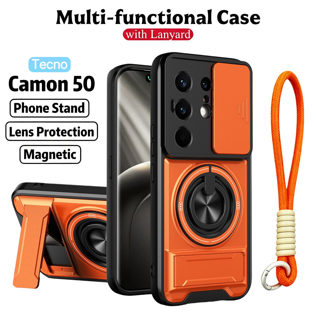 Ốp Điện Thoại Đa Năng Sang Trọng Thích Hợp Cho Tecno Camon 50 20 40 30 Pro Ultra 5G Dây 360°Giá đỡ vòng có vỏ máy ảnh Vỏ bảo vệ toàn diện chống sốc