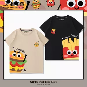 Khoai Tây Chiên Pháp Burger Hoạt Hình In Hình Áo Thun Dễ Thương Bé Trai Bé Gái Trẻ Em Mùa Hè Thường Ngày Cotton Nguyên Chất 2024 Phong Cách Mới Quần Áo Tay Ngắn