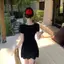 HFSHY Thời Trang Đơn Giản V-Ne Dệt Kim Nữ Eo Ôm Chữ A Đầm Mùa Hè VN