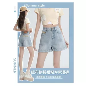 Quần short Denim uốn cong màu xanh cổ điển 2026 Thiết kế mùa xuân Phong cách mới giữa eo dáng rộng hơn Quần nhỏ nóng mùa hè