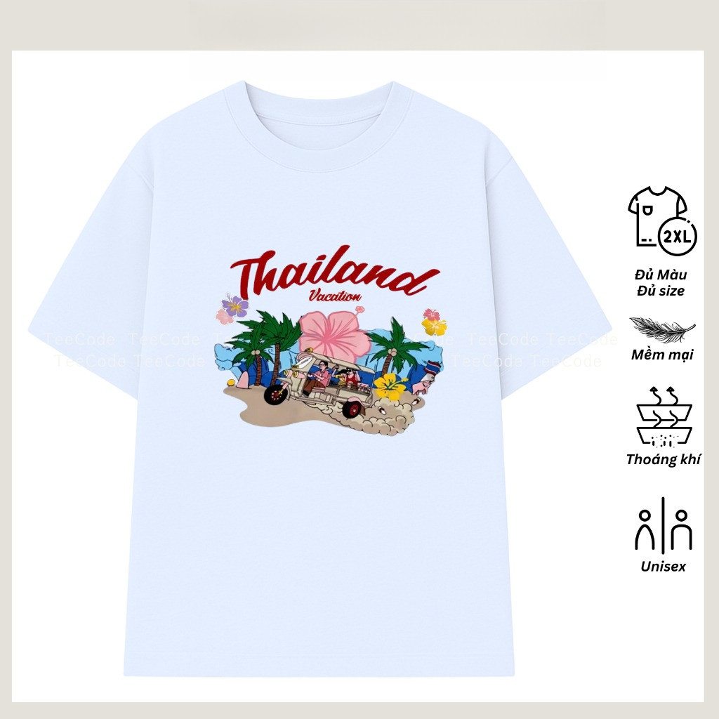 （Giao hàng 24h）Angela Áo Thun Việt Nam Du Lịch THÁI LAN 2025 In Chữ Hình Nam Nữ Unisex Cổ Tròn Hot Trend Local Brand