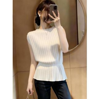 [Giảm giá trong thời gian có hạn] Áo len không tay trắng phong cách tối giản phong cách Hàn Quốc dành cho nữ mùa hè 2026 Phong cách mới Slimer Look Tính khí hàng đầu
