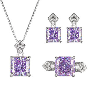 Trang sức phụ kiện mới màu tím phong cách châu Âu - Mỹ, chất liệu kim cương zirconia cao cấp dành cho nữ