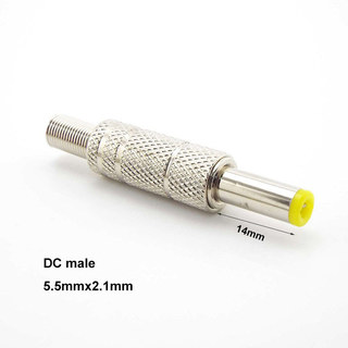 14mm Bạc Kim Loại 5.5x2.1mm 5.5x2.5mm DC Điện Nam Cắm Jack Adapter Hàn Đầu Vàng DC Nguồn 5.5 2.1 17VN1