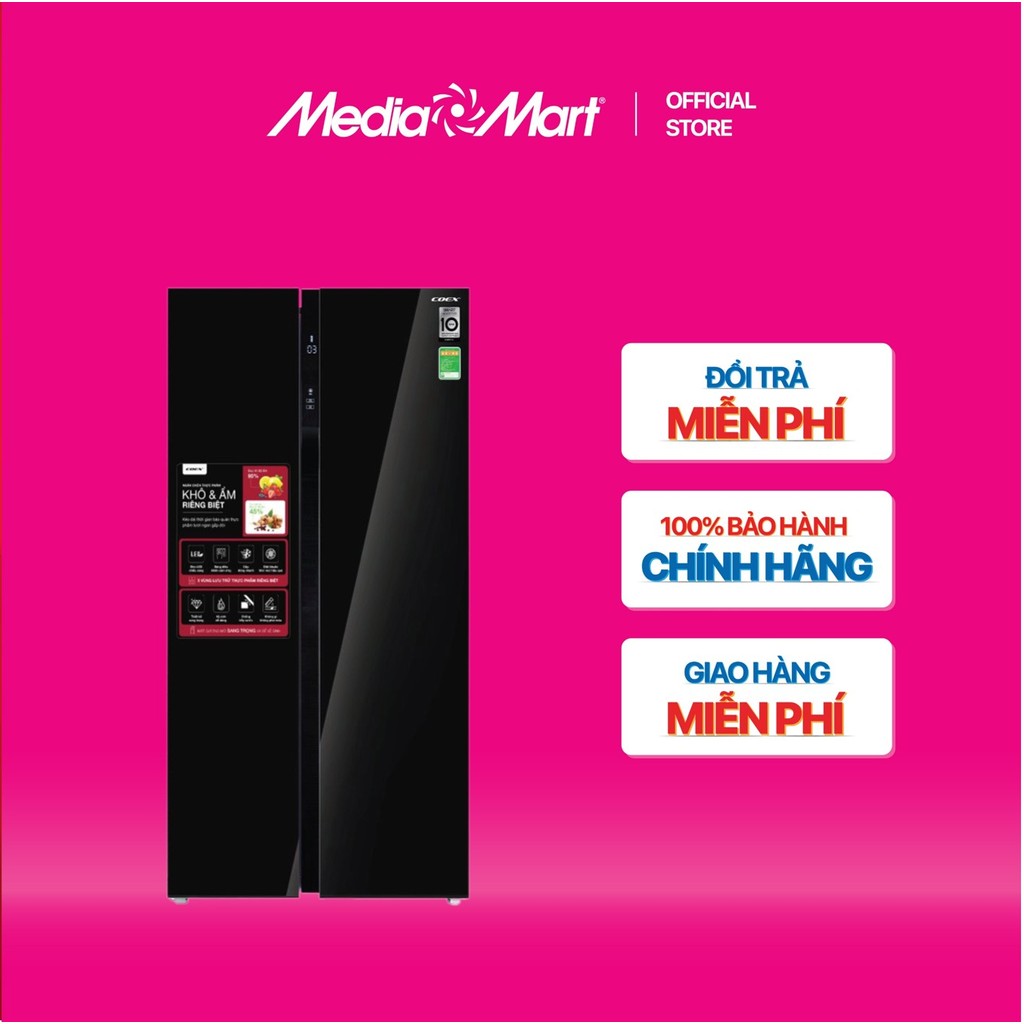 [MEDIAMART] - Tủ lạnh Side by side Inverter Coex RS-4001MSG 546L - FREESHIP,Bảohànhchínhhãng