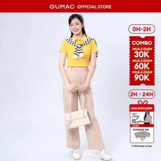 Quần tây nữ GUMAC ống suông bản lưng cài quai dê tuyết mưa dày dặn thoáng mát LQE1241
