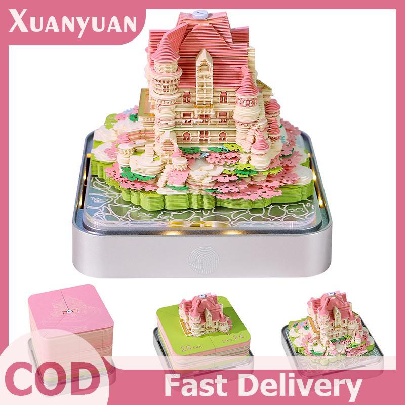 XUAN Time Piece Lịch 2026 Lịch Để Bàn Có Đèn LED 3D Lịch Xé Khắc Giấy Nghệ Thuật Miếng Lót Notepad Quà Tặng Giáng Sinh Tân Gia Trang Trí Máy Tính Để Bàn VN