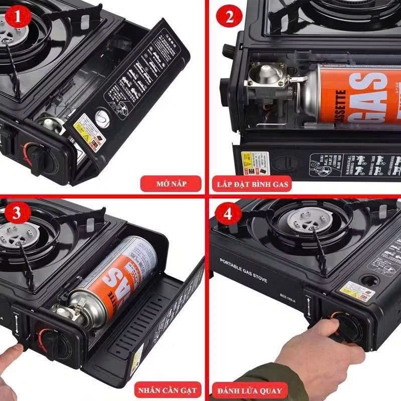 Bếp Ga Mini Du Lịch Chống Cháy Nổ, Chống Gió Công Suất Lớn, Chất Liệu Thép Không Gỉ ( Hàng Loại 1)