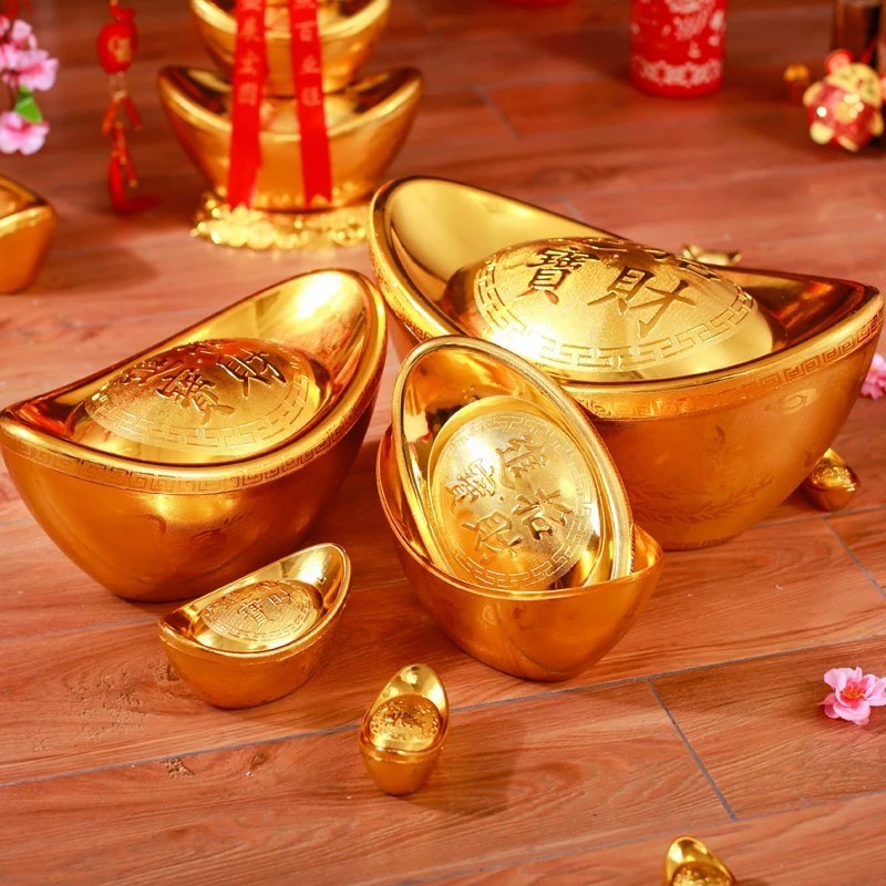 Thỏi vàng may mắn Trang trí rỗng giả Yuanbao chống đỡ để trang trí nhà cửa năm mới của Trung Quốc