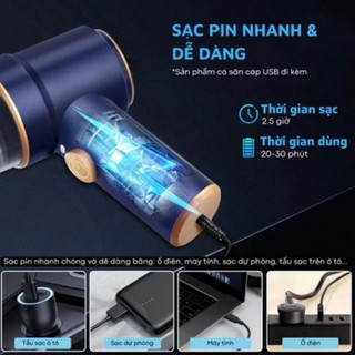 Máy hút bụi cầm tay mini không dây METIS - 6 đầu hút đa năng cho ô tô giường nệm và lông chó mèo thiết kế nhỏ gọn
