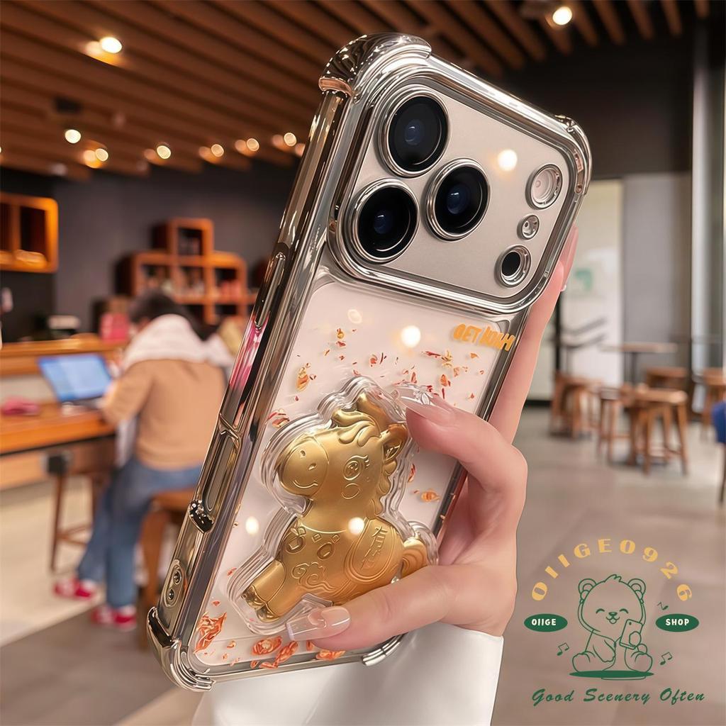 【 Ốp lưng iPhone17 】 Ốp điện thoại mạ chống rơi 2026 Year of the Horse iPhone17 Pro Max 16 15 14 13 12 11 cho vỏ iPhone Vỏ mềm silicon TPU chống sốc