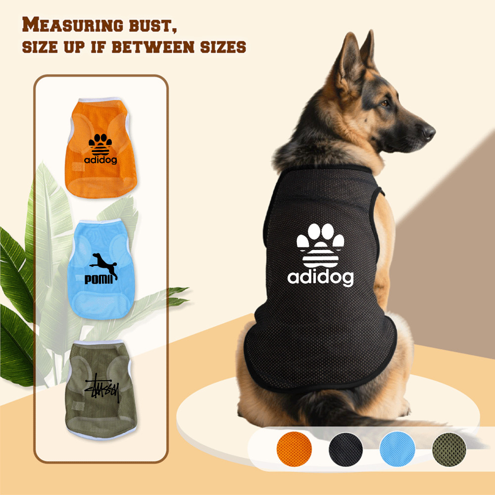 Áo vest lưới chó lớn 3XL-6XL, chó con, bàn chân chó, in graffiti, phong cách chui đầu, có sẵn 4 màu, thoải mái và thoáng khí, có thể giặt được bằng máy, thích hợp cho tất cả chó lớn