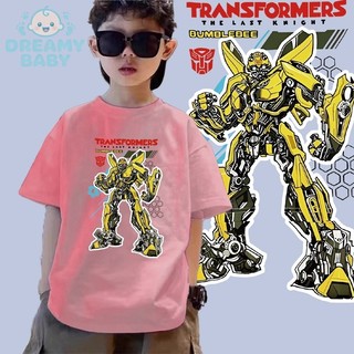 COD✅ (Hồ Chí Minh)  Áo thun bé trai in hình Transformers Bumblebee, cổ tròn siêu rộng, chất cotton mềm mại và thoải mái.