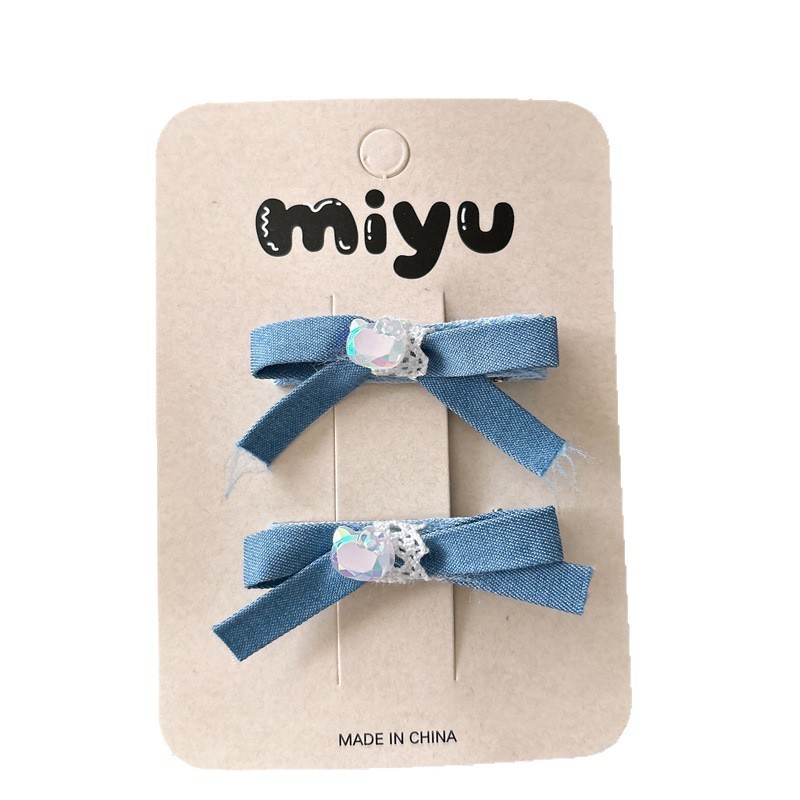 Phụ kiện tóc nơ Denim cho bé gái