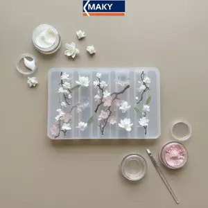 MAKY 3D Hoa Mộc Lan Khuôn Làm Móng DIY Silicone Dụng Cụ Làm Móng Hoa Cánh Hoa Thiết Kế Móng Tay Khuôn Móng Tay Nghệ Thuật Khắc Bản Mẫu Thiết Kế Làm Móng Tay VN