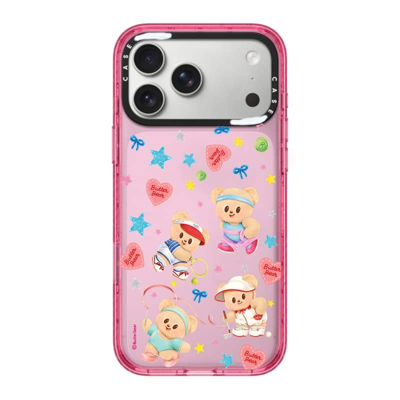 CASECASE X Butterbear at 5Pm Ốp lưng màu đen / xanh da trời / hồng Bộ sưu tập kẹo Fizz Màu sắc rõ ràng cứng từ tính Vỏ tác động cho Apple IPhone 13 14 15 16 17Pro Max Plus Có hộp