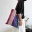 Túi đeo vai hoa cổ điển mùa hè Túi Cotton mỏng sọc phong cách dân tộc